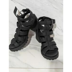 Dirty Laundry Black Chunky Heel Gladiator Sandals for Women 7M